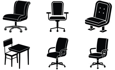 Set of different office chairs vector illustrations  design