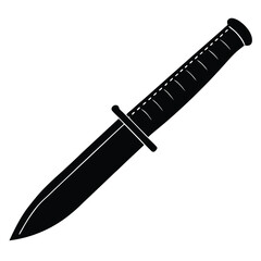 isolated Black vector combat knife on white background