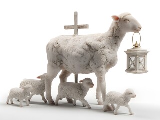3D Easter Holy Sheep , isolated on a white background