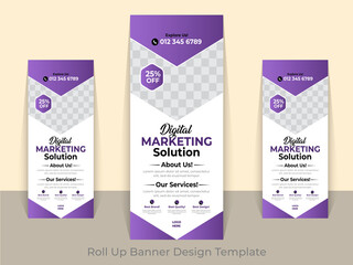 Digital, Creative & Modern Roll Up Banner Design Template.