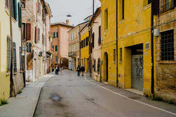 The narrow streets of the city of Ferrara (Emilia Romagna, Italy)