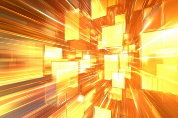 Fototapeta premium Dynamic Explosion of Golden Light and Geometric Shapes in Motion