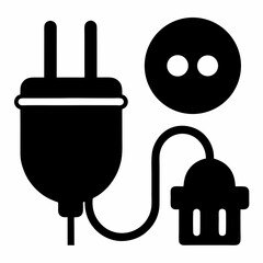 Plug and Socket vector silhouette black design white background