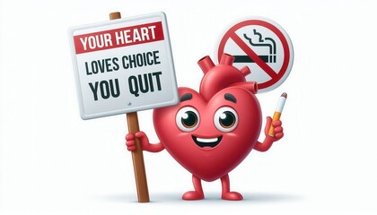Promoting healthy choices heart mascot encouraging smoking cessation campaign digital art vibrant