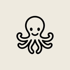 Obraz premium Vintage octopus crest logo vector with ornate detailing in classic nautical style