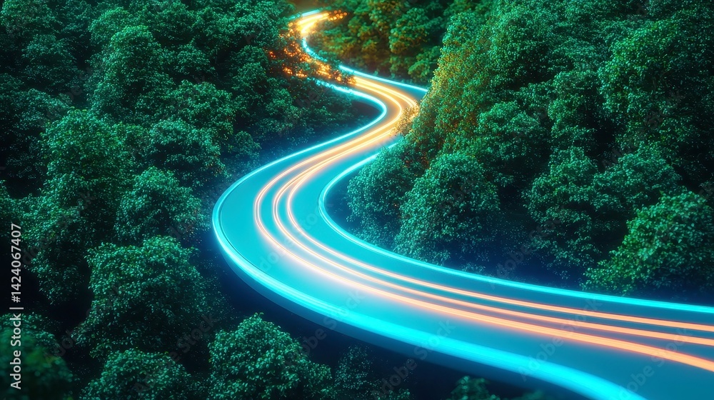Poster futuristic ai ethics framework, a decision tree illuminated by light trails, branching into pathways