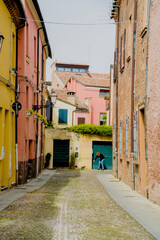 The narrow streets of the city of Ferrara (Emilia Romagna, Italy)