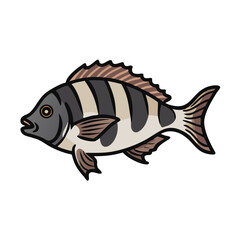 sheepshead icon, sheepshead vector illustration-simple illustration of sheepshead, perfect for sheepshead logos and icons