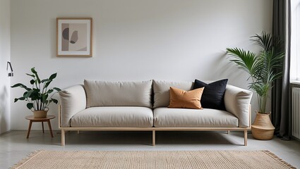This minimalist sofa embraces simplicity with a soft inviting feel