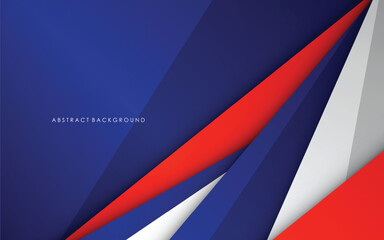 Modern abstract geometric blue, red, white and silver luxury color background