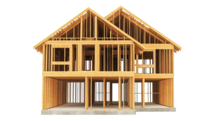 New framing construction of house isolated on white background