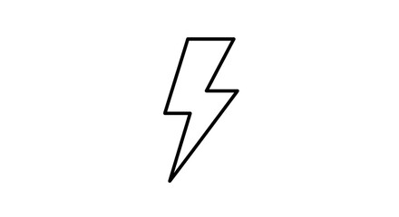 Fototapeta premium Lightning Bolt Illustration Simple Black Line Art on White