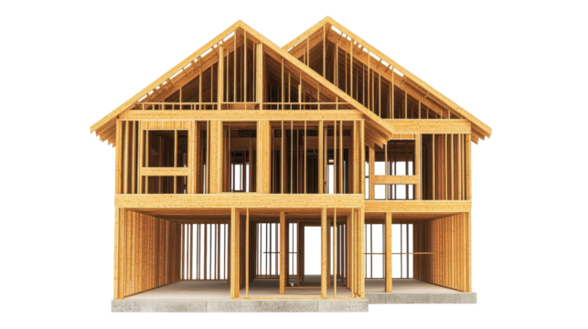 New framing construction of house isolated on white background