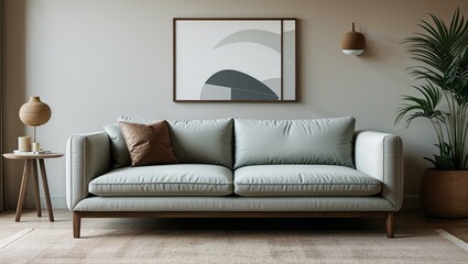 This minimalist sofa brings a sense of tranquility and style to any room
