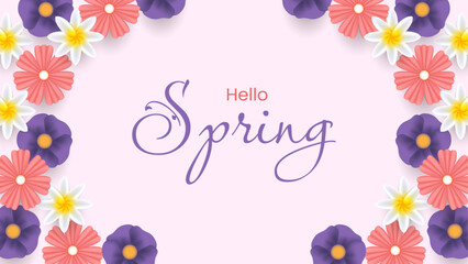 hello spring background with the flowers