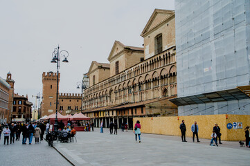 The narrow streets of the city of Ferrara (Emilia Romagna, Italy)
