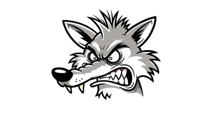 Aggressive wolf cartoon head illustration graphic design