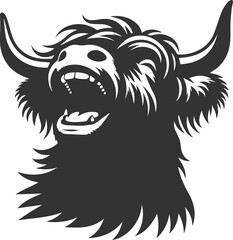 Laughing highland cow animal silhouette