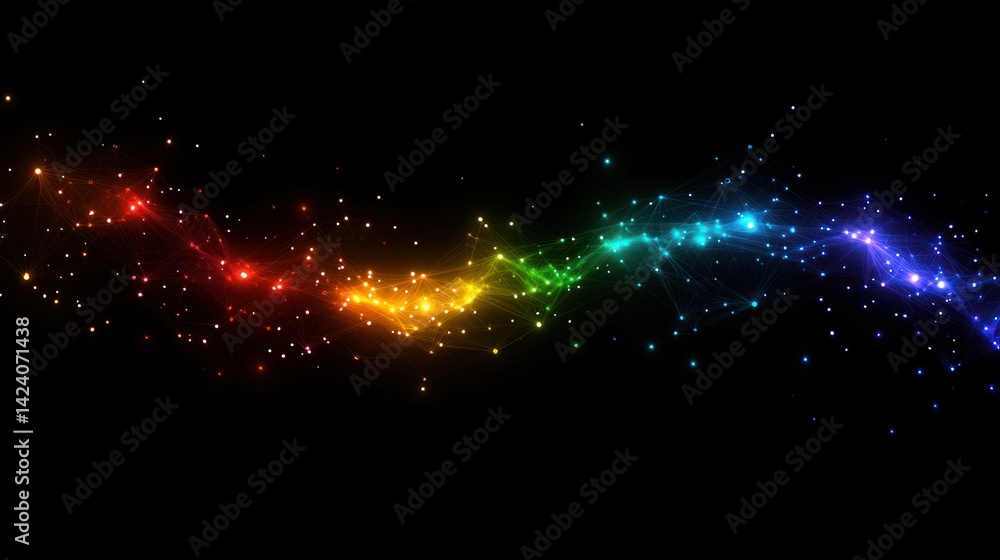 Poster abstract rainbow particle stream