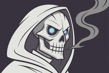Undead Warrior Illustration Dark Fantasy Armored Character with Glowing Blue Eyes