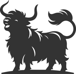 Laughing highland cow animal silhouette