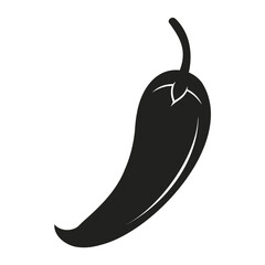 Black chili vector icon silhouette on blank background