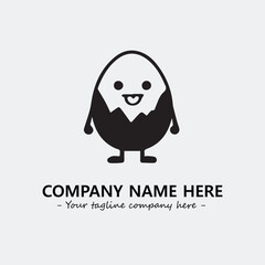 Egg cartoon illustration black and white for logo company vector image
