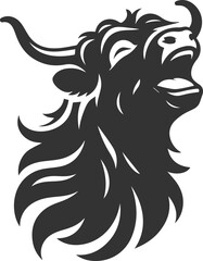 Laughing highland cow animal silhouette
