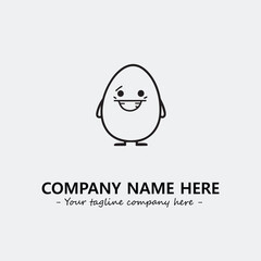Egg cartoon illustration black and white for logo company vector image

