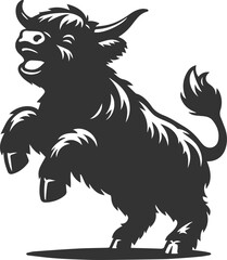Laughing highland cow animal silhouette