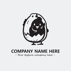Egg cartoon illustration black and white for logo company vector image
