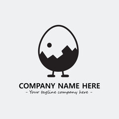 Egg cartoon illustration black and white for logo company vector image
