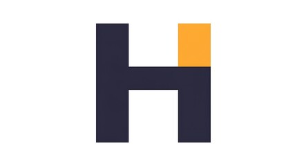 Fototapeta premium Abstract Letter H Design with Orange Square Accent on White