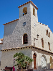 Fototapeta premium Parish Church of Nuestra Señora De Los Desamparados, Església de La Mare de Déu dels Desemparats in Valencian. Moraira, municipality of Teulada. Marina Alta, province of Alicante, Spain, Europe