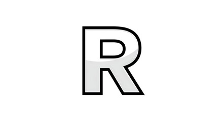 Fototapeta premium Letter R Graphic with Black Outline on White Background