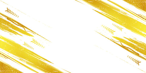 Abstract Background with Gold Brush Strokes and Halftone Style. Gold and White Grunge Background