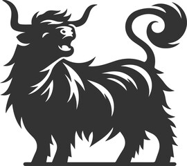 Laughing highland cow animal silhouette