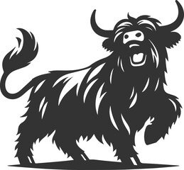 Obraz premium Laughing highland cow animal silhouette