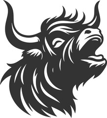 Laughing highland cow animal silhouette