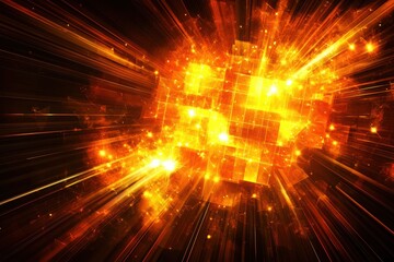Obraz premium Dynamic Explosion of Red and Yellow Light in Abstract Pattern Design