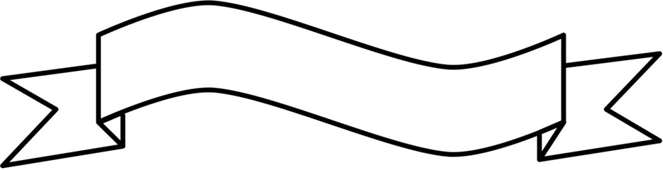 Vector outline of ribbon banner. Great for vintage labels, logo design, retro frames, and text decoration. Editable and clean line art style.
