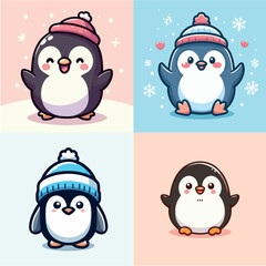Cute Penguin in Simple Vectors