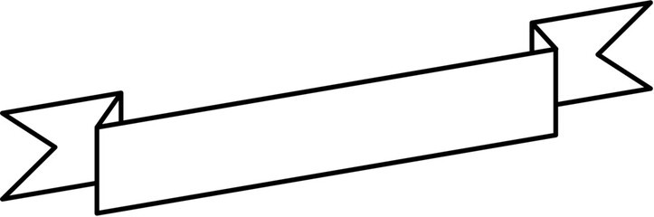 Vector outline of ribbon banner. Great for vintage labels, logo design, retro frames, and text decoration. Editable and clean line art style.