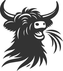 Laughing highland cow animal silhouette