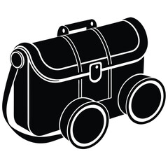isolated Black vector military field binocular case on white background