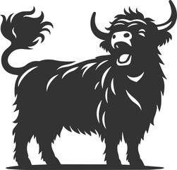 Laughing highland cow animal silhouette