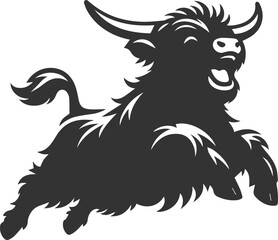 Laughing highland cow animal silhouette