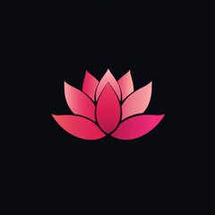 Stylized lotus flower icon in pink hues on a black background with a clean minimal design.