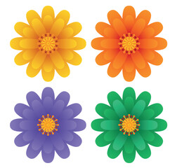 Flowers set. Vector clipart isolated on white background.