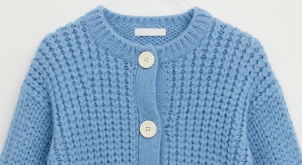 Light blue knitted cardigan sweater soft texture casual style fashion apparel e commerce product image